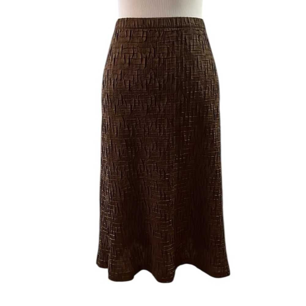 VINTAGE KASPER STRETCHY PUCKERED A-LINE SKIRT CHOCOLATE BROWN SIZE EXTRA LARGE